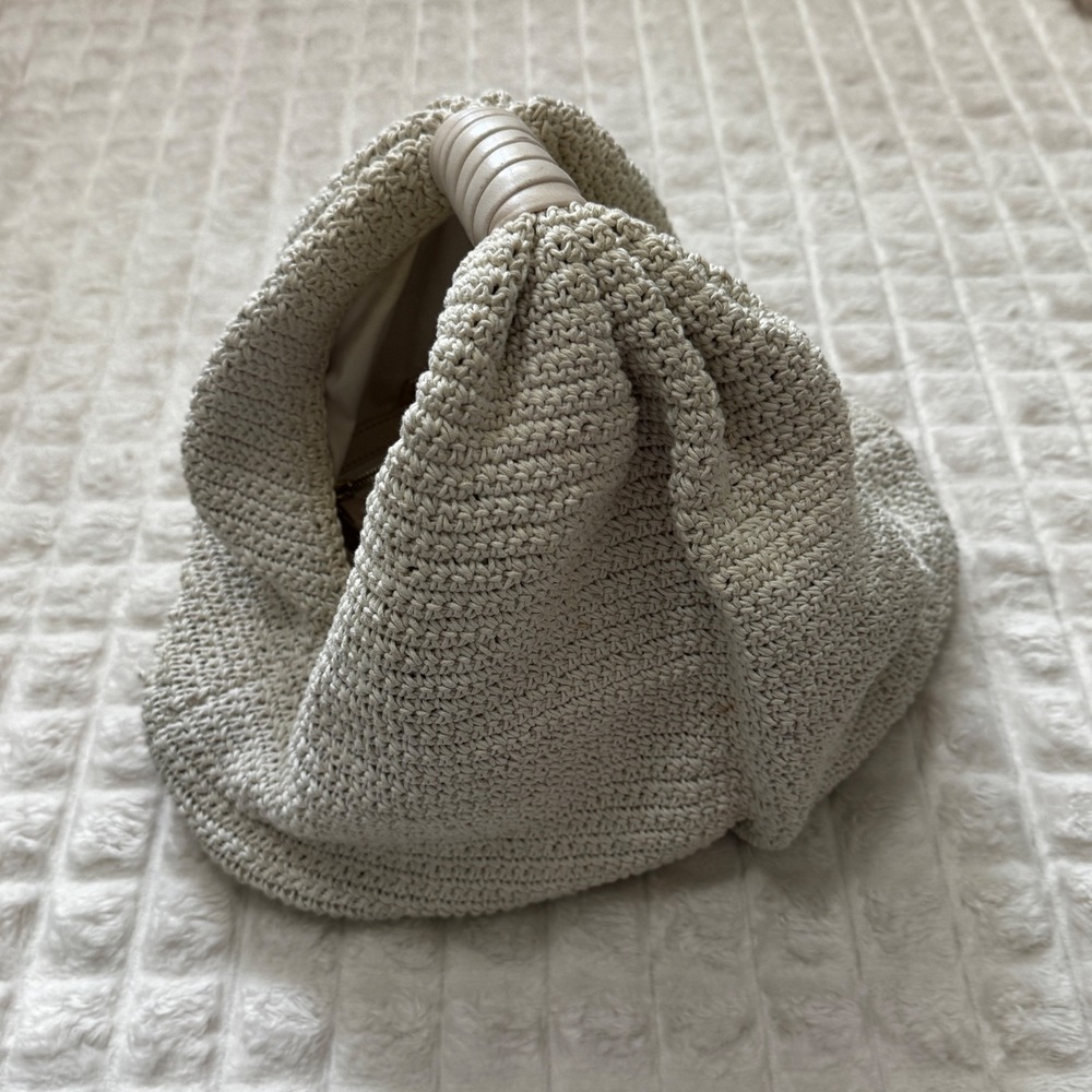 Cleobella Nia Woven Cream Handbag Bucket Hobo Bag Modern Capsule Minimalist